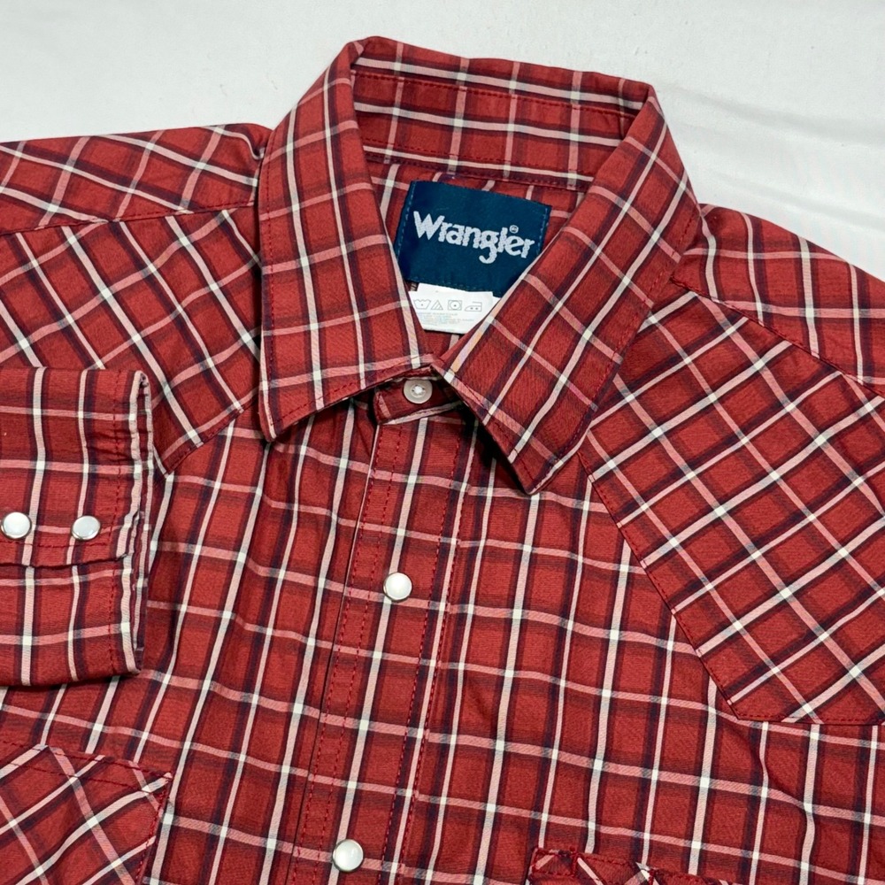 Wrangler Western Snap Shirt Mens L Plaid Pearl Snap Long Sleeve MWR100A Cowboy